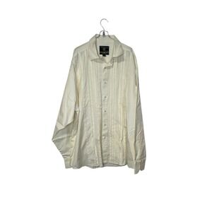 Maezan Men's Dress Shirt Embroidered Tuxedo Button-Up Long Sleeve Beige 3XL